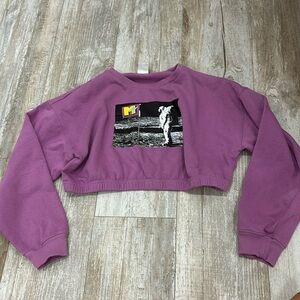 MTV retro vintage purple cropped sweatshirt
